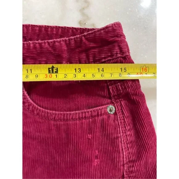 American Eagle Outfitters Women's 100 % Cotton Magenta Pink Corduroy Distressed - Picture 12 of 12